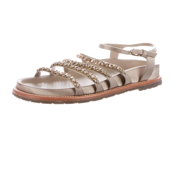 COPY - 💯 Authentic Chanel Satin Chain link Sandal - Picture 1 of 11